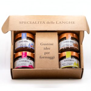 Cofanetto da 4: Confit di cipolle rosse, fichi e barolo, pere e piemonte moscato, amarene e peperoncino